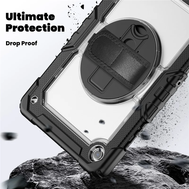 Étui pour Tablette Samsung Galaxy Tab A9+ (SM-X210 / X215 / X216 / X218) Coque PC + Silicone avec Film PET et Bandoulière