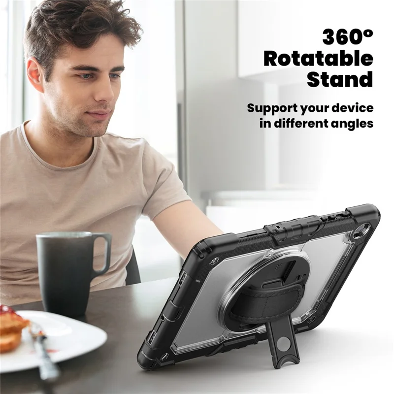 Étui pour Tablette Samsung Galaxy Tab A9+ (SM-X210 / X215 / X216 / X218) Coque PC + Silicone avec Film PET et Bandoulière