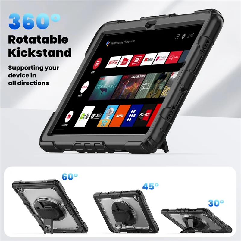 Étui pour Tablette Samsung Galaxy Tab A9+ (SM-X210 / X215 / X216 / X218) Coque PC + Silicone avec Film PET et Bandoulière