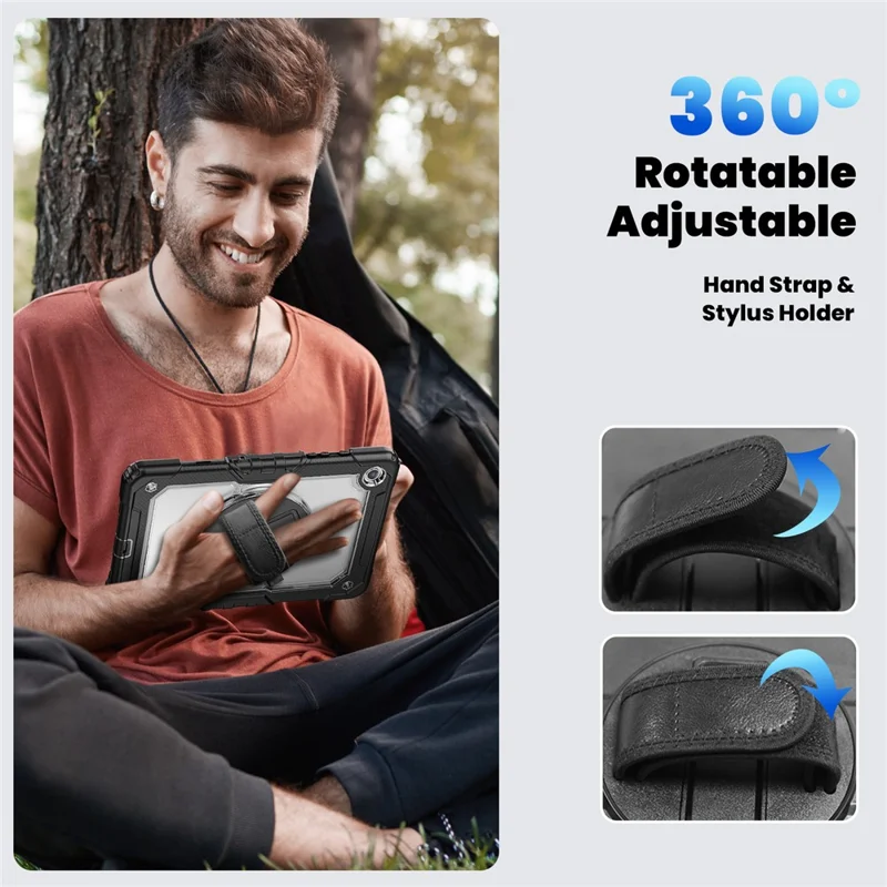 Étui pour Tablette Samsung Galaxy Tab A9+ (SM-X210 / X215 / X216 / X218) Coque PC + Silicone avec Film PET et Bandoulière