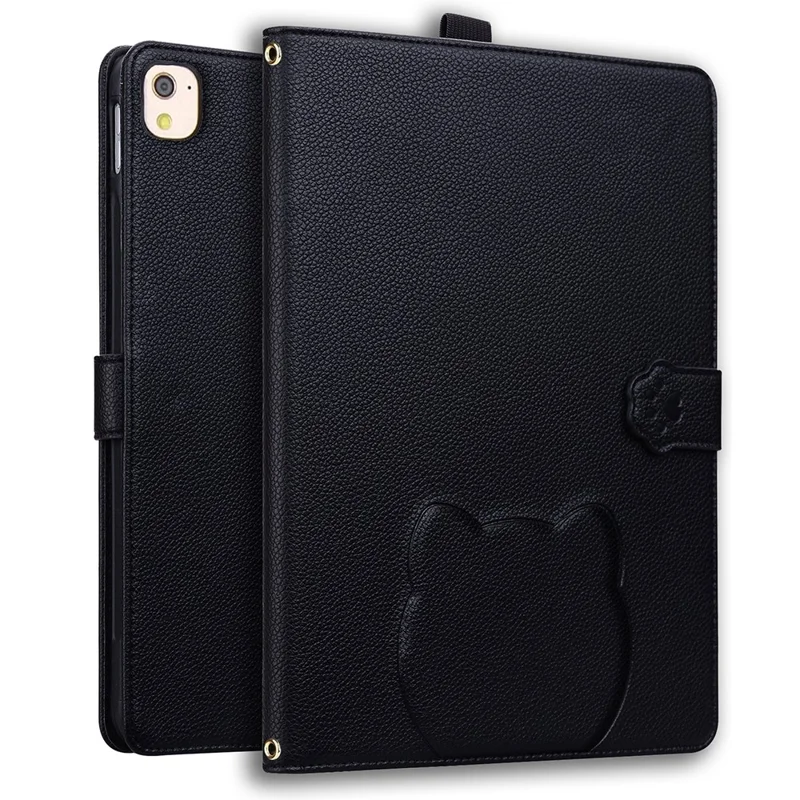 Für iPad Air 10,5 Zoll (2019) Hülle 3D-Effekt Katzen-Muster Ledertasche Ständer mit Brieftasche, Stifthalter - Schwarz