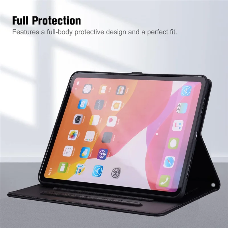 Für iPad Air 10,5 Zoll (2019) Hülle 3D-Effekt Katzen-Muster Ledertasche Ständer mit Brieftasche, Stifthalter - Schwarz
