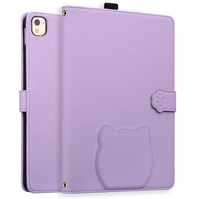 Wallet Case for iPad Air 10.5 inch (2019) / iPad 10.2 (2021) / (2020) / (2019) 3D Effect Cat Pattern Leather Stand Tablet Cover - Purple