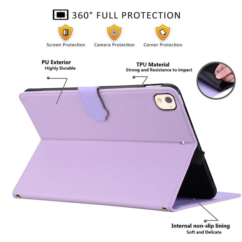 Wallet Case for iPad Air 10.5 inch (2019) / iPad 10.2 (2021) / (2020) / (2019) 3D Effect Cat Pattern Leather Stand Tablet Cover - Purple