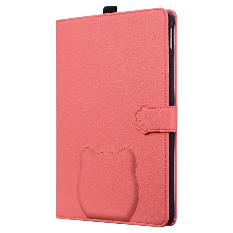 Wallet Case for iPad Air 10.5 inch (2019) / iPad 10.2 (2021) / (2020) / (2019) 3D Effect Cat Pattern Leather Stand Table Cover - Watermelon Red