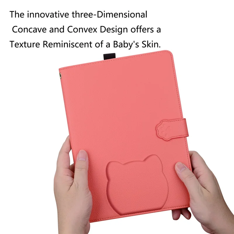 Wallet Case for iPad Air 10.5 inch (2019) / iPad 10.2 (2021) / (2020) / (2019) 3D Effect Cat Pattern Leather Stand Table Cover - Watermelon Red