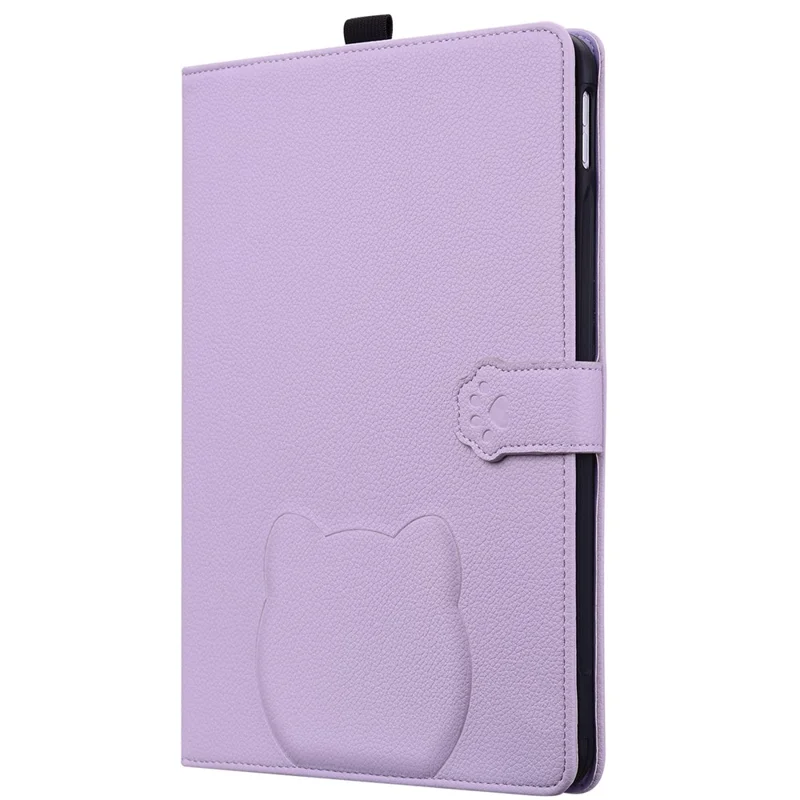 For iPad (2025) / iPad 10.9 (2022) Case 3D Effect Cat Pattern Leather Stand Tablet Cover with Wallet, Stylus Holder - Purple