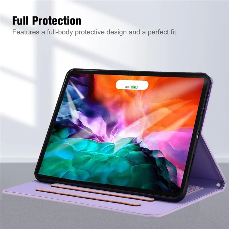 For iPad (2025) / iPad 10.9 (2022) Case 3D Effect Cat Pattern Leather Stand Tablet Cover with Wallet, Stylus Holder - Purple