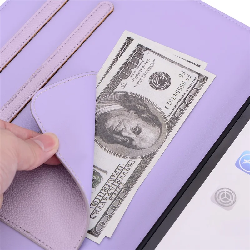 For iPad (2025) / iPad 10.9 (2022) Case 3D Effect Cat Pattern Leather Stand Tablet Cover with Wallet, Stylus Holder - Purple