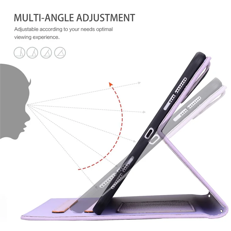 For iPad (2025) / iPad 10.9 (2022) Case 3D Effect Cat Pattern Leather Stand Tablet Cover with Wallet, Stylus Holder - Purple