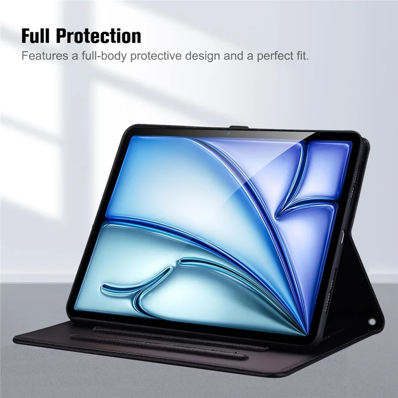Funda con Soporte para iPad Air 11 (2025) / (2024) / Air (2022) / (2020) Efecto 3D Patrón de Gato en Cuero con Cartera, Soporte para Stylus - Negro