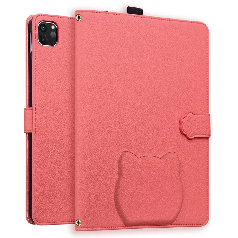 For iPad Pro 13 (2025) / 13 (2024) Case 3D Effect Cat Pattern Leather Stand Tablet Cover with Wallet, Stylus Holder - Watermelon Red
