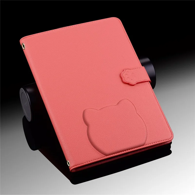 For iPad Pro 13 (2025) / 13 (2024) Case 3D Effect Cat Pattern Leather Stand Tablet Cover with Wallet, Stylus Holder - Watermelon Red