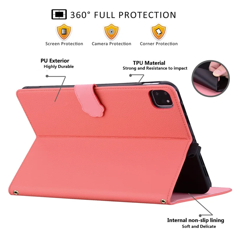 For iPad Pro 13 (2025) / 13 (2024) Case 3D Effect Cat Pattern Leather Stand Tablet Cover with Wallet, Stylus Holder - Watermelon Red