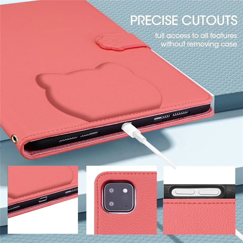 For iPad Pro 13 (2025) / 13 (2024) Case 3D Effect Cat Pattern Leather Stand Tablet Cover with Wallet, Stylus Holder - Watermelon Red