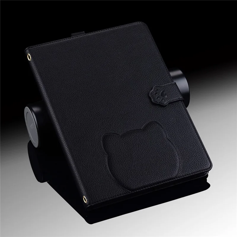 Brieftasche Hülle für iPad Air 13 (2025) / (2024) / iPad Pro 12.9 (2021 / (2020) 3D-Effekt Katzen-Muster Leder Ständer Tablet Hülle - Schwarz