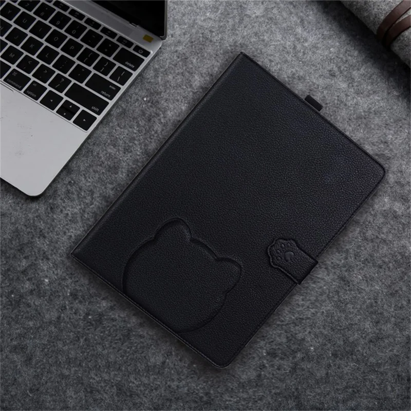 Brieftasche Hülle für iPad Air 13 (2025) / (2024) / iPad Pro 12.9 (2021 / (2020) 3D-Effekt Katzen-Muster Leder Ständer Tablet Hülle - Schwarz