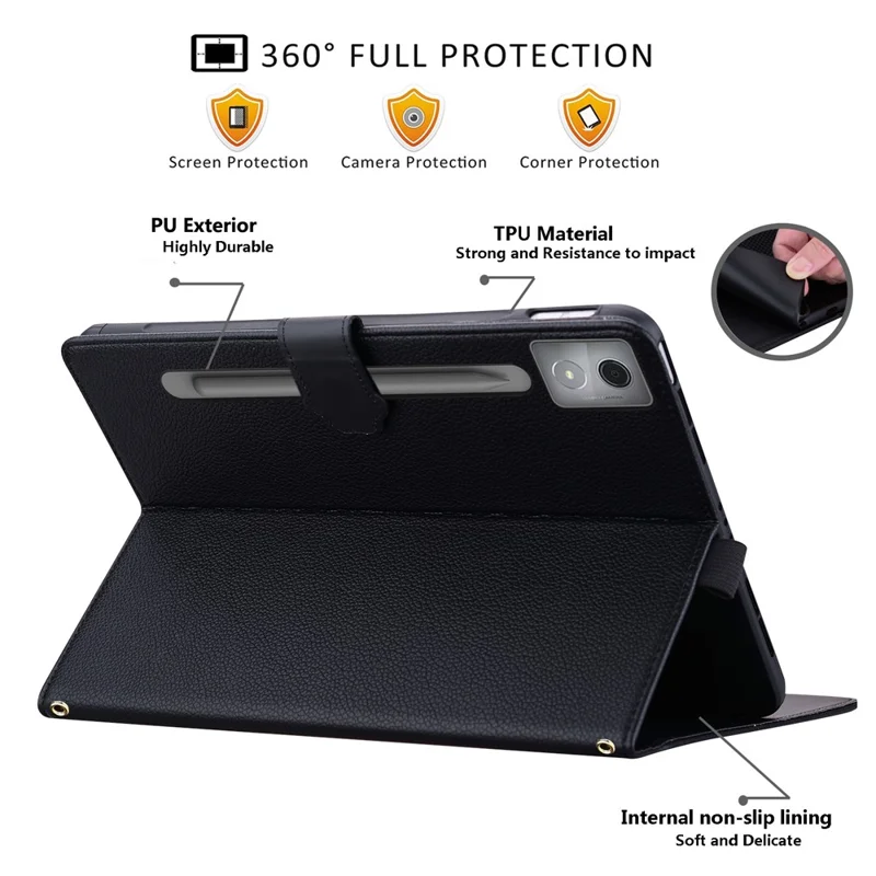 For Lenovo Xiaoxin Pad Pro 12.7 (2025) Case 3D Effect Cat Pattern Leather Stand Table Cover with Wallet, Stylus Holder - Black