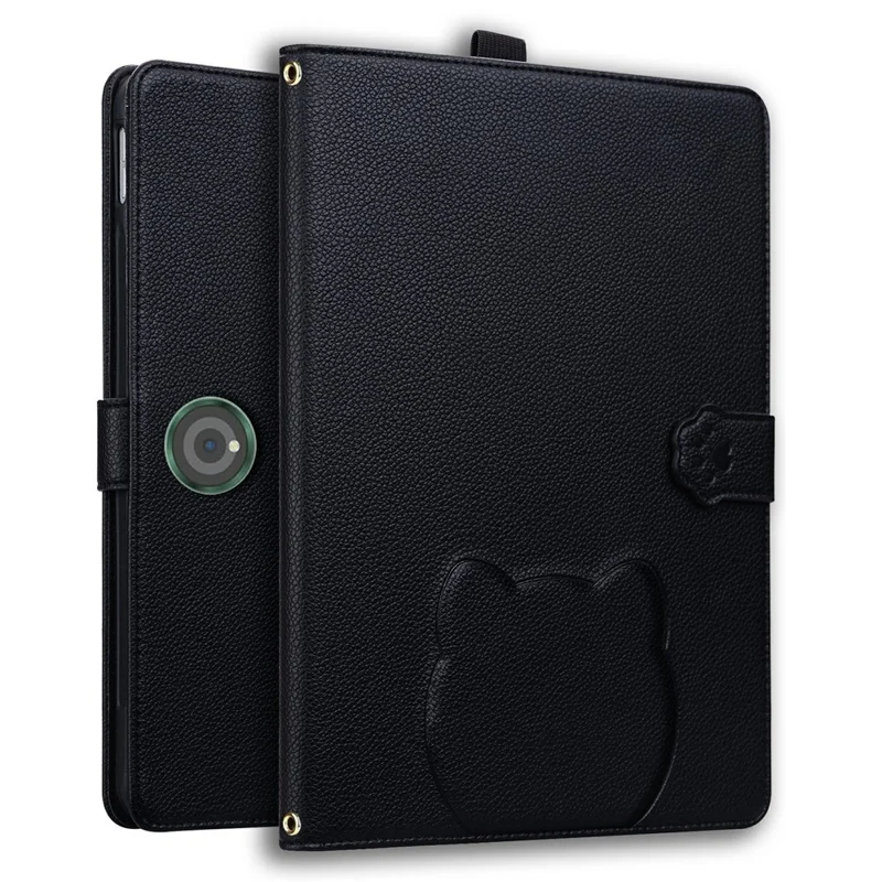 Чехол для OnePlus Pad Pro / Pad 2 с 3D эффектом в виде кошки, кожаная подставка с отделением для карт и держателем для стилуса - Черный