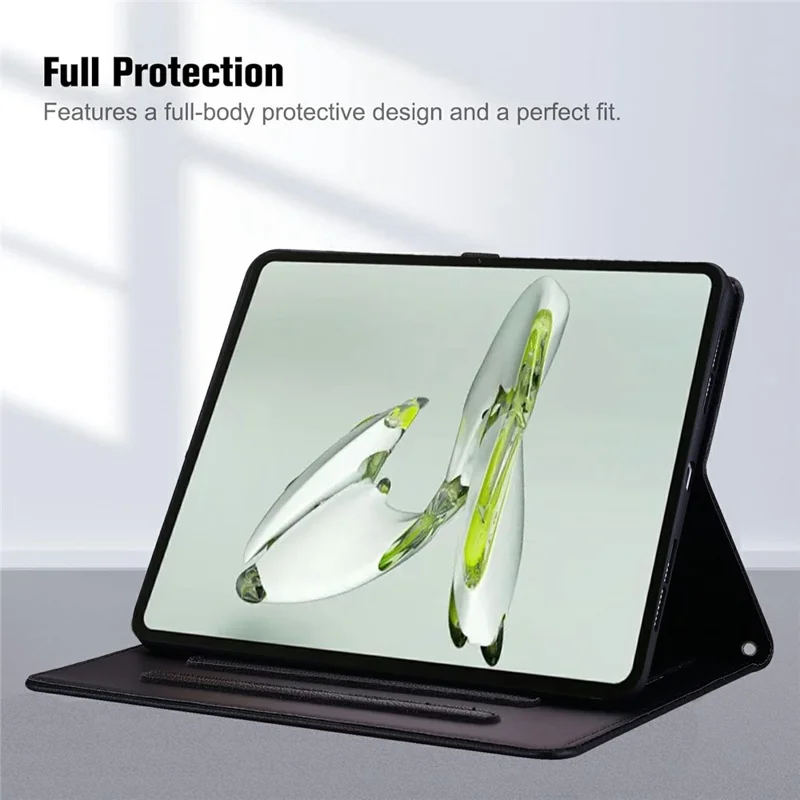 Чехол для OnePlus Pad Pro / Pad 2 с 3D эффектом в виде кошки, кожаная подставка с отделением для карт и держателем для стилуса - Черный