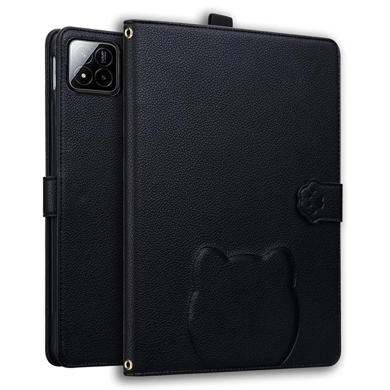 Per Xiaomi Pad 7 / 7 Pro Custodia Effetto 3D Motivo Gatto Supporto in Pelle con Portafoglio, Supporto per Stilo - Nero