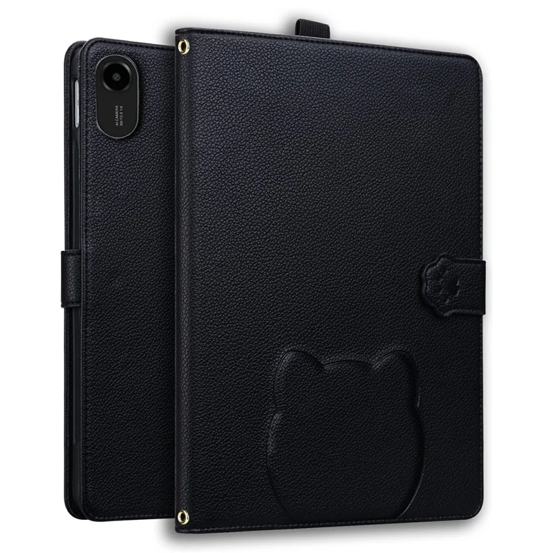 For Xiaomi Redmi Pad 2 Case 3D Effect Cat Pattern Leather Stand Table Cover with Wallet, Stylus Holder - Black