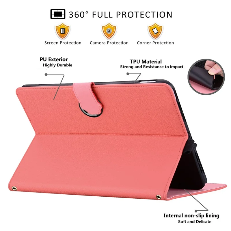 For Honor MagicPad 2 12.3 Case 3D Effect Cat Pattern Leather Stand Tablet Cover with Wallet, Stylus Holder - Watermelon Red