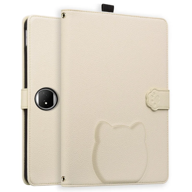 For Honor MagicPad 2 12.3 Case 3D Effect Cat Pattern Leather Stand Tablet Cover with Wallet, Stylus Holder - Apricot