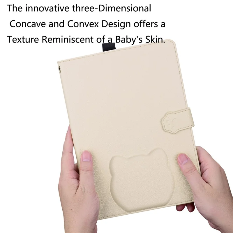 For Honor MagicPad 2 12.3 Case 3D Effect Cat Pattern Leather Stand Tablet Cover with Wallet, Stylus Holder - Apricot