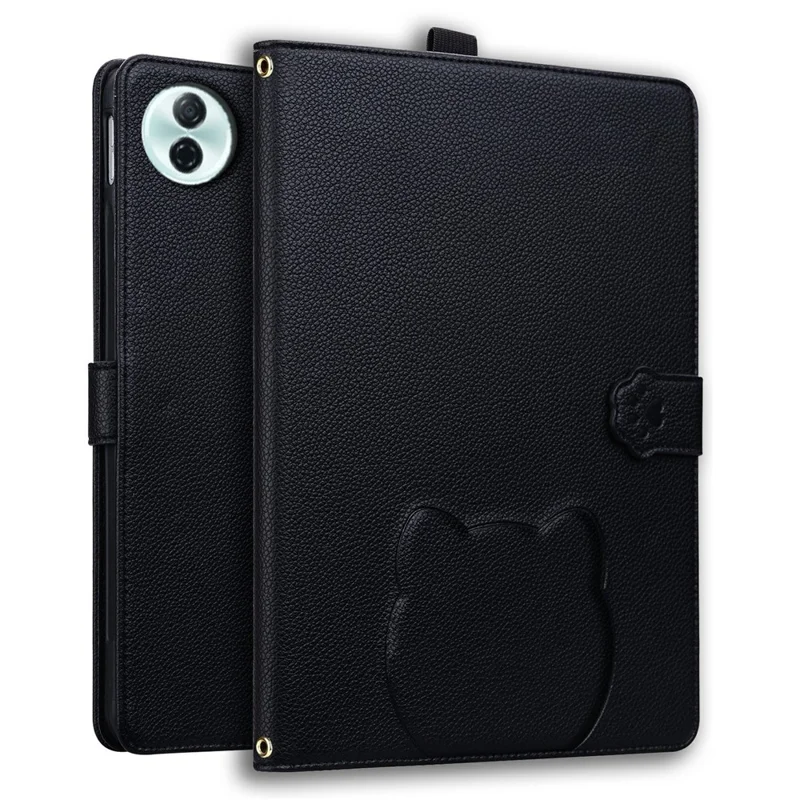 Étui pour For Honor Pad 10 Motif Chat 3D Effet Cuir Support de Table avec Portefeuille, Porte-stylo - Noir