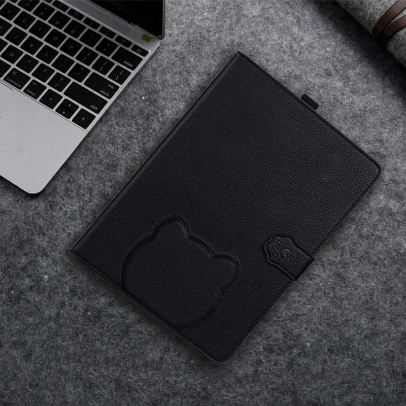 Étui pour For Honor Pad 10 Motif Chat 3D Effet Cuir Support de Table avec Portefeuille, Porte-stylo - Noir