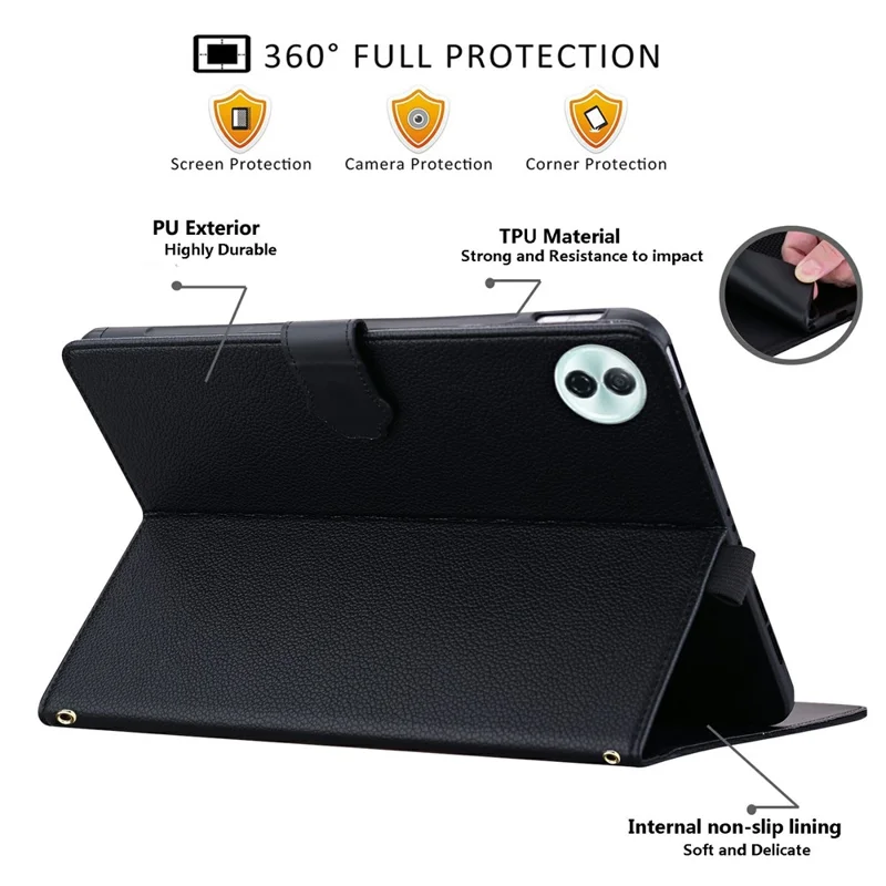 Étui pour For Honor Pad 10 Motif Chat 3D Effet Cuir Support de Table avec Portefeuille, Porte-stylo - Noir