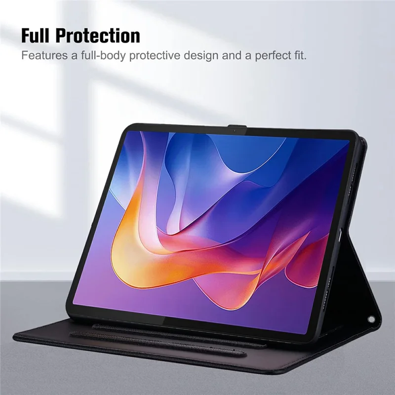 Étui Portefeuille pour Samsung Galaxy Tab S10+ / S9 FE+ / S9+ / S8+ Housse de Protection en Cuir avec Support et Porte-Stylet, Motif Chat en Relief 3D - Noir