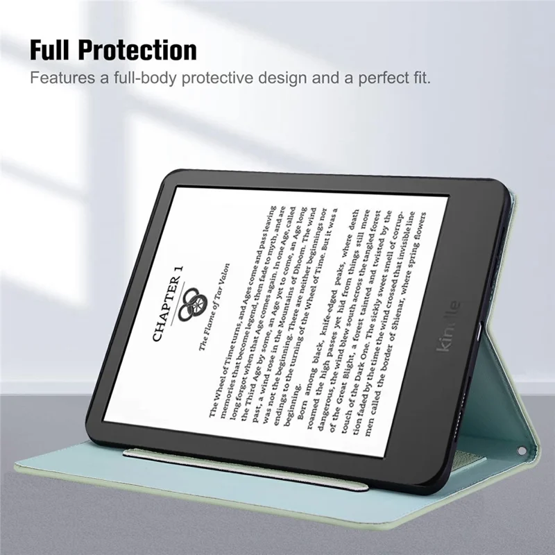 Wallet Case for Amazon Kindle Paperwhite (2024) Leather Stand Tablet Cover with Stylus Holder, 3D Effect Cat Pattern - Green