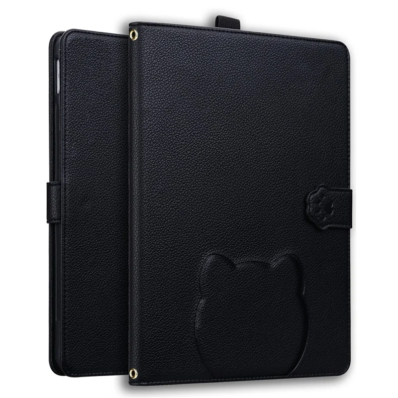 Étui pour Amazon Kindle Scribe (2024) / (2022) avec motif de chat en effet 3D, support de table en cuir avec portefeuille, support pour stylet - Noir