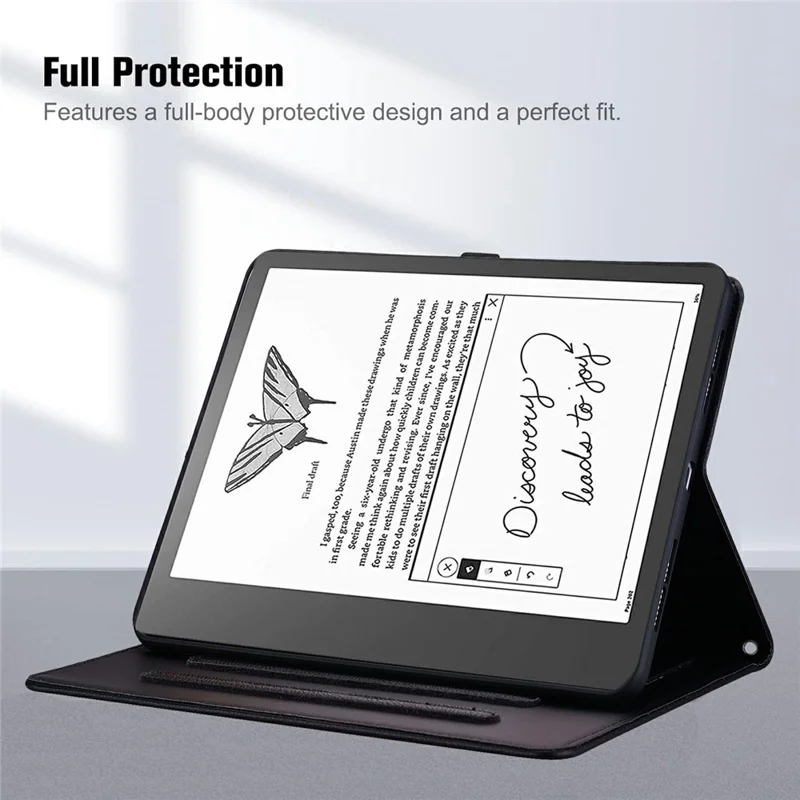 Étui pour Amazon Kindle Scribe (2024) / (2022) avec motif de chat en effet 3D, support de table en cuir avec portefeuille, support pour stylet - Noir