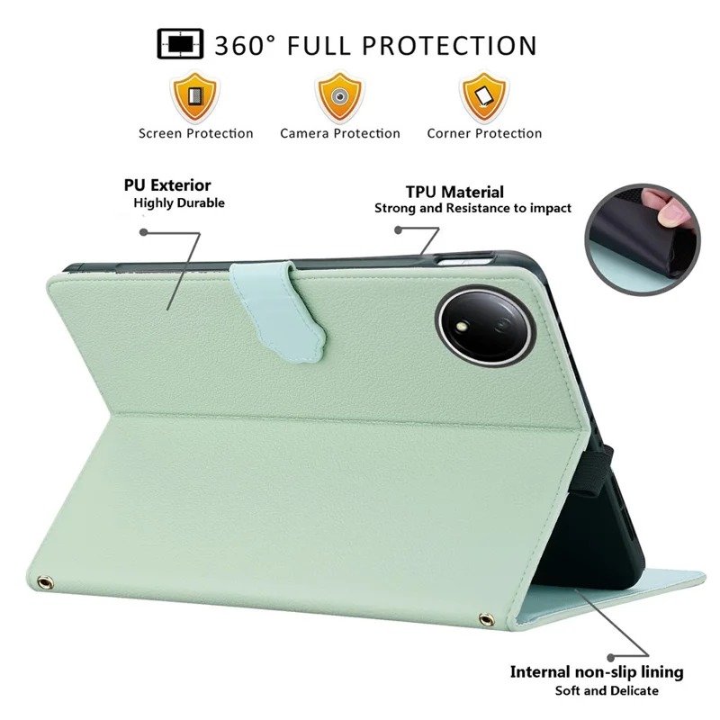 For Xiaomi Redmi Pad SE 4G 8.7 inch Wallet Case Leather Stand Tablet Cover with Stylus Holder, 3D Effect Cat Pattern - Green