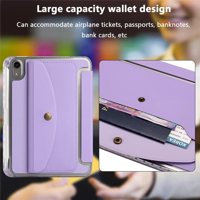 Hülle für iPad mini (2024) / (2021) Origami Ständer Geldbörse Kunstleder Tablet-Schutzhülle mit Stiftfach - Lila