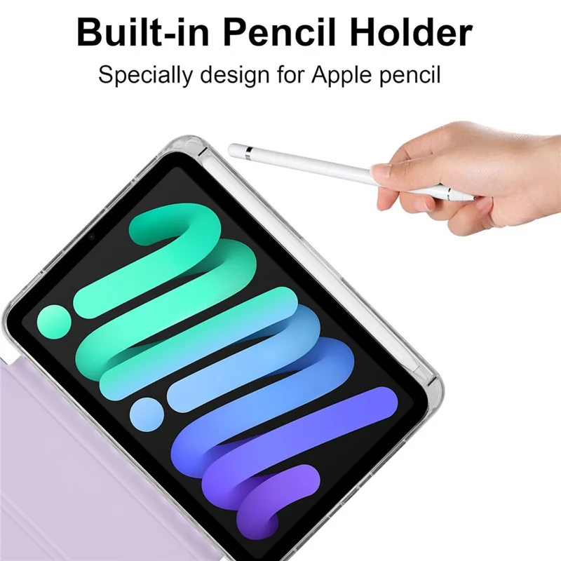Hülle für iPad mini (2024) / (2021) Origami Ständer Geldbörse Kunstleder Tablet-Schutzhülle mit Stiftfach - Lila