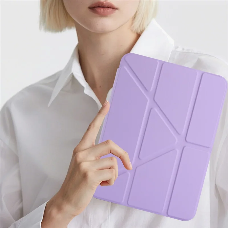 Hülle für iPad mini (2024) / (2021) Origami Ständer Geldbörse Kunstleder Tablet-Schutzhülle mit Stiftfach - Lila