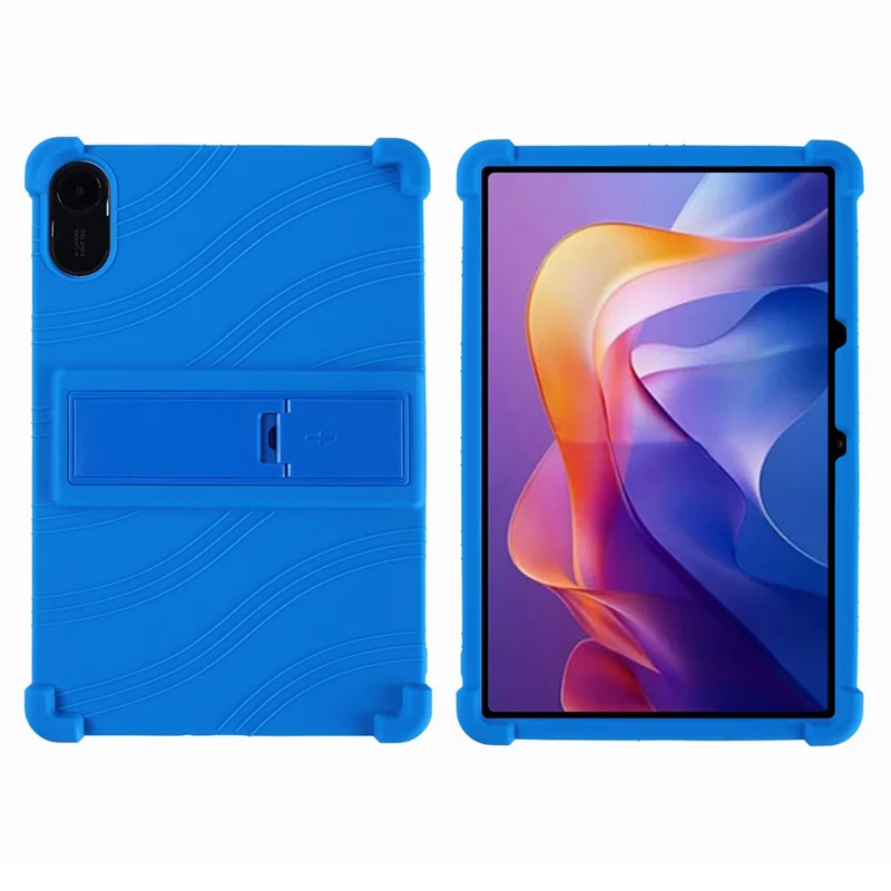 For Xiaomi Redmi Pad 2 Silicone Case with Kickstand Rugged Protective Cover - Dark Blue