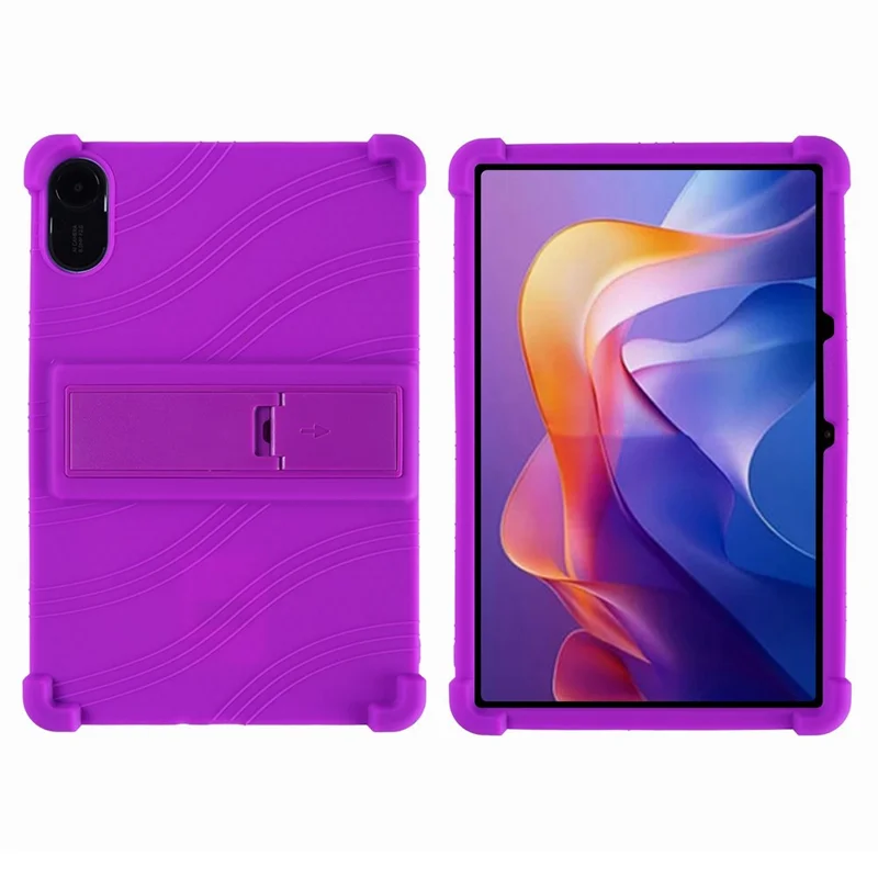 For Xiaomi Redmi Pad 2 Silicone Case with Kickstand Rugged Protective Cover - Purple