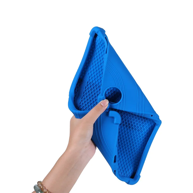 For Honor Pad 10 Silicone Case with Kickstand Rugged Protective Cover - Black