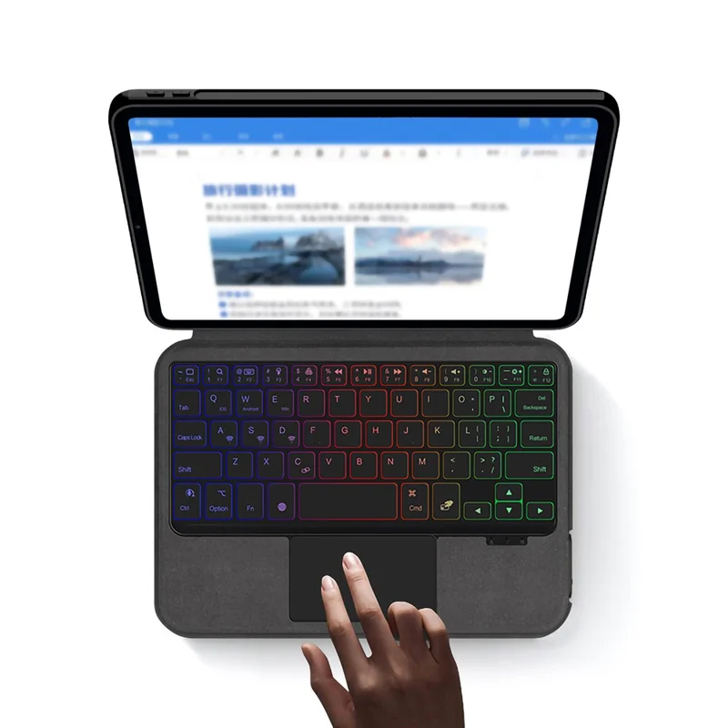 For Xiaomi Pad Mini / Redmi K Pad Leather Case + Touchpad Bluetooth-Compatible Keyboard with Backlit