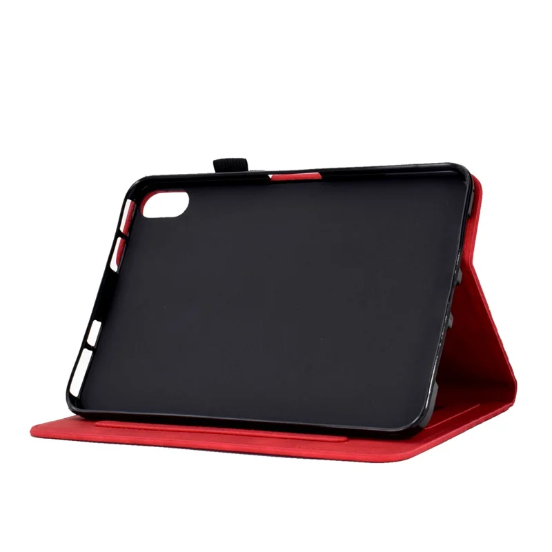 Cover per Xiaomi Redmi Pad 2 con Slot per Carte e Motivo a Blocchi in Pelle - Rosso