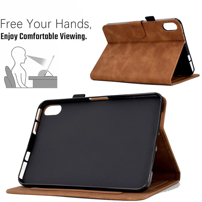 Étui pour Xiaomi Redmi Pad 2 Motif Fleurs et Papillons avec Emplacements pour Cartes Housse en Cuir - Marron