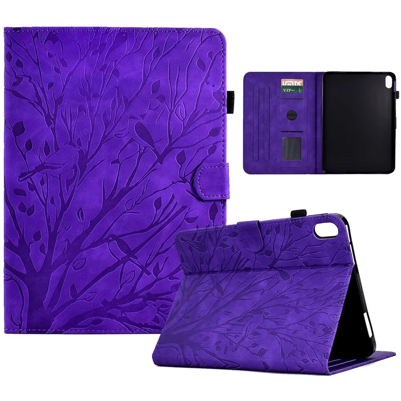 For Xiaomi Redmi Pad 2 Leather Case Tree Pattern Card Slots Stand Cover - Purple