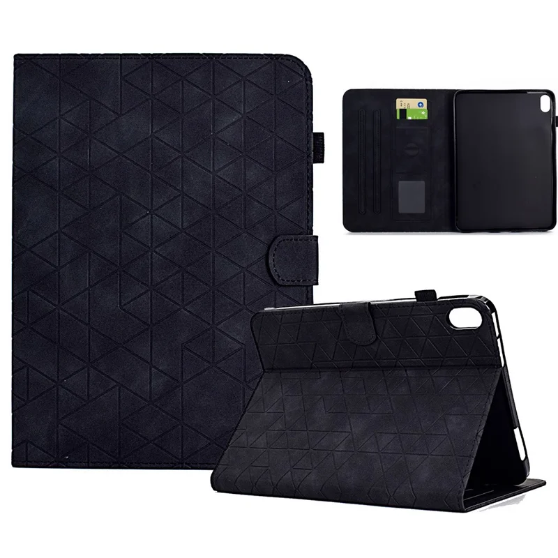 Pour Xiaomi Redmi Pad 2 Étui avec Emplacements pour Cartes Support Losange Mise en Veille/Réveil Automatique Housse en Cuir - Noir