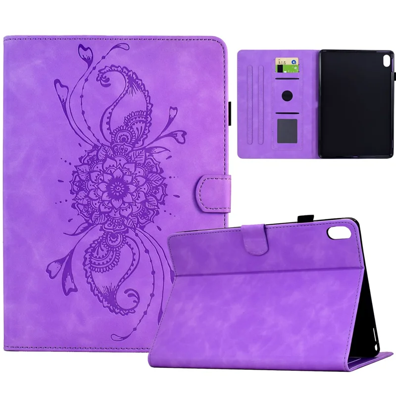For Xiaomi Redmi Pad 2 11 Case Mandala Imprinted Leather Tablet Cover with Card Slots - Purple