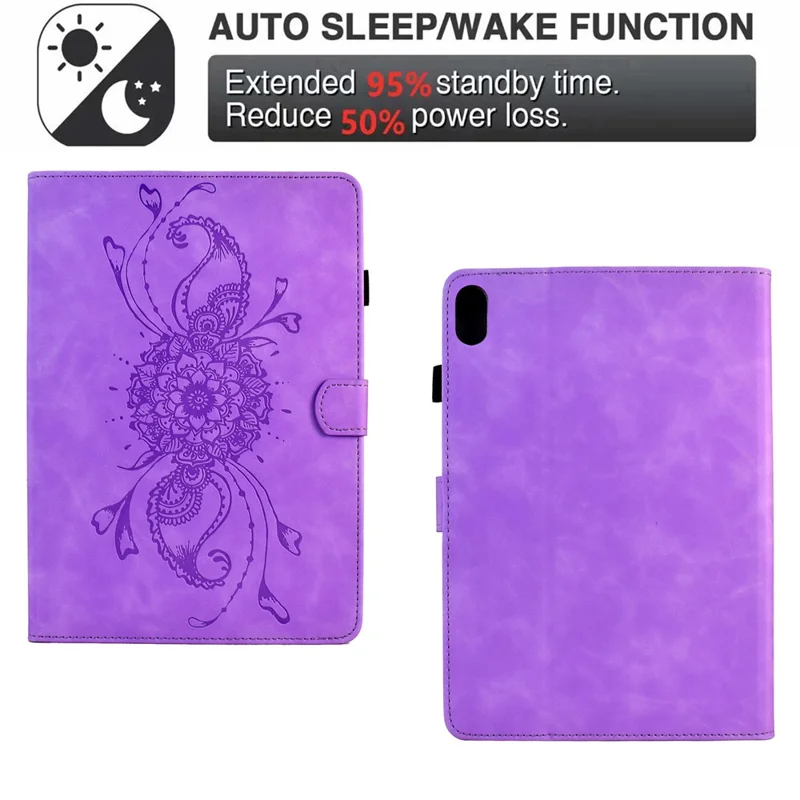 For Xiaomi Redmi Pad 2 11 Case Mandala Imprinted Leather Tablet Cover with Card Slots - Purple